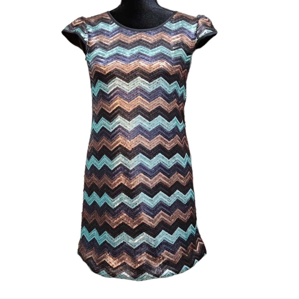 Pippa and Julie Chevron Pattern Sequinned Special Occasion Dress 16